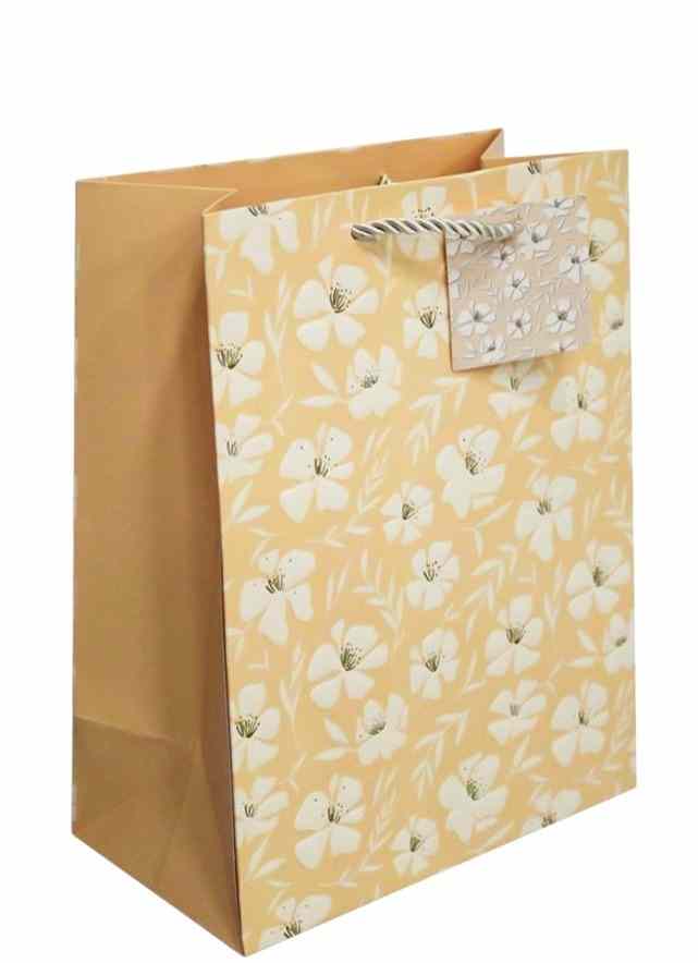 SACOLA PRESENTE LUXO FLORES 23X18X10CM